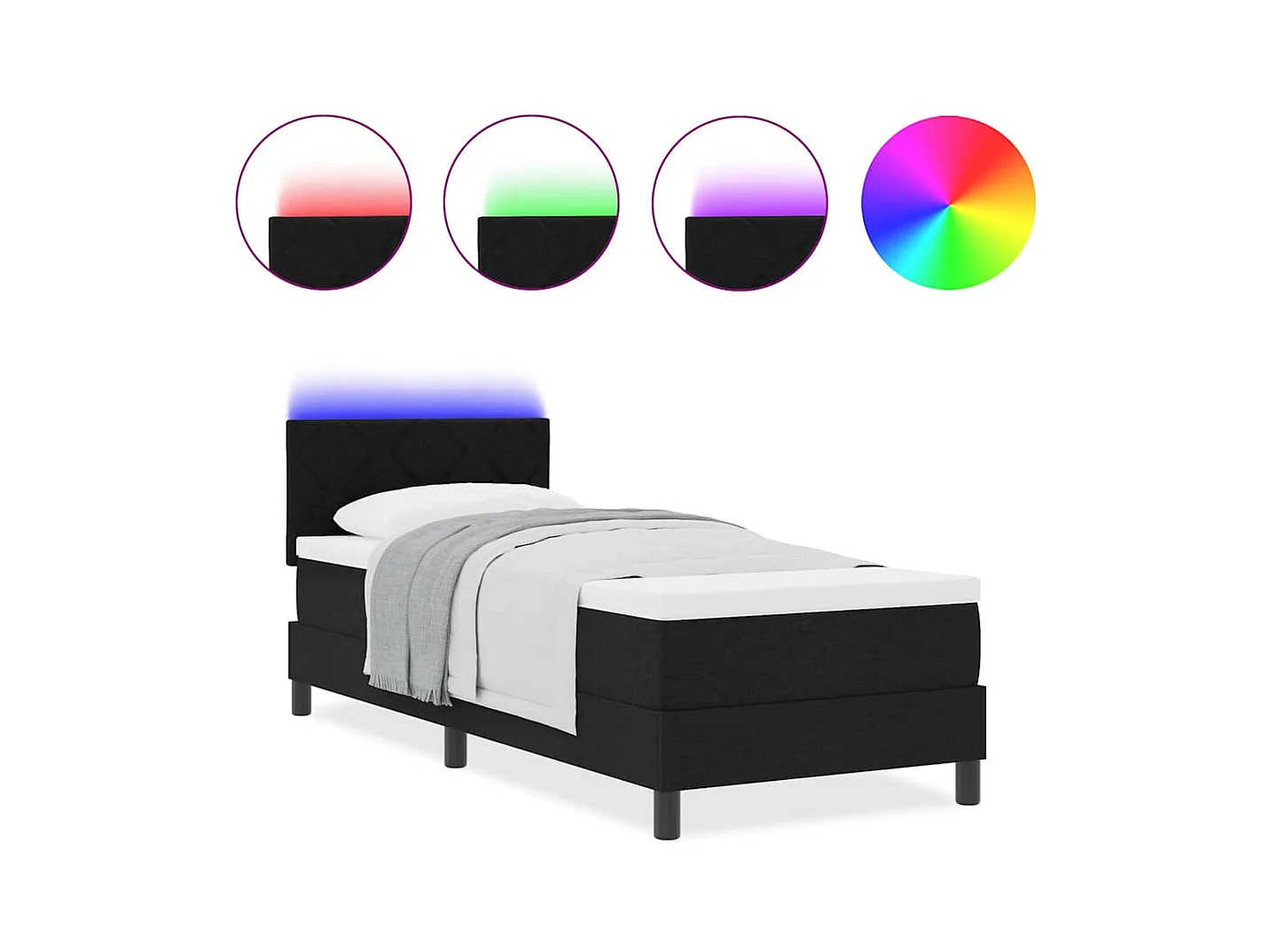 Cadre de lit avec matelas Noir 80 x 200 cm tissu