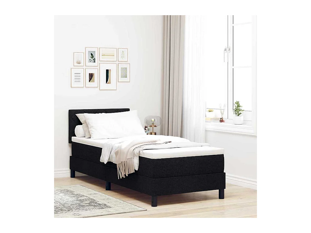 Boxspring bed met matras met hoofdeinde Zwart 80 x 200 cm Stof