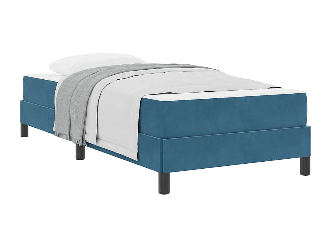 Cadre de lit avec matelas Bleu foncé 100 x 200 cm Velours