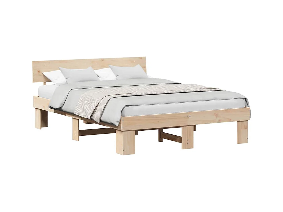 Estrutura da Cama Castanho 140 x 200 cm Madeira de pinho maciça