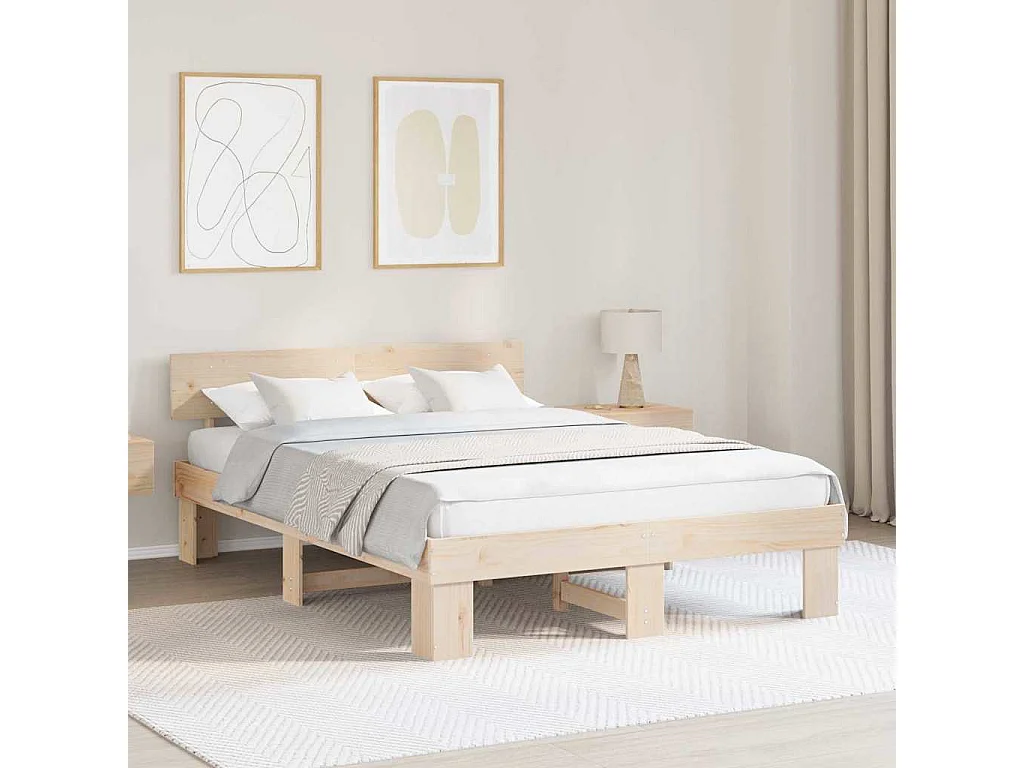 Cadre de lit Marron 140 x 200 cm Bois massif en pin