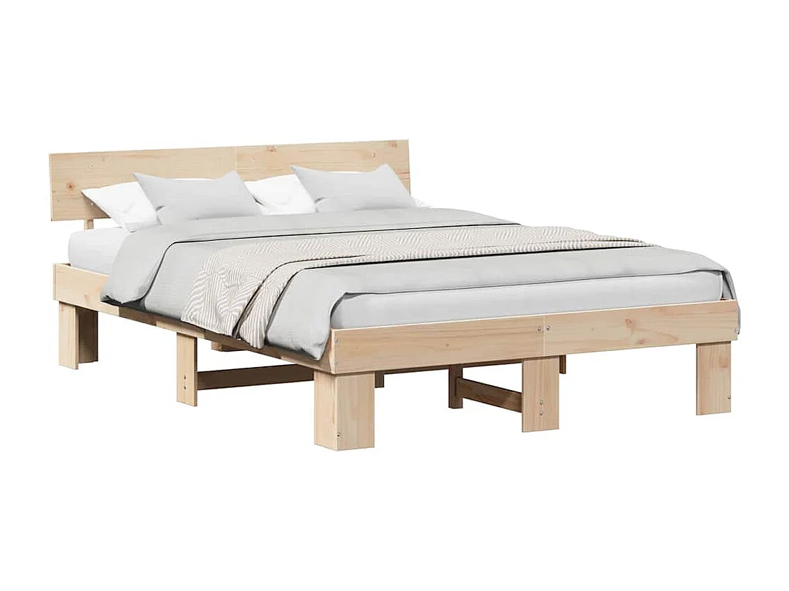 Cadre de lit Marron 140 x 200 cm Bois massif en pin