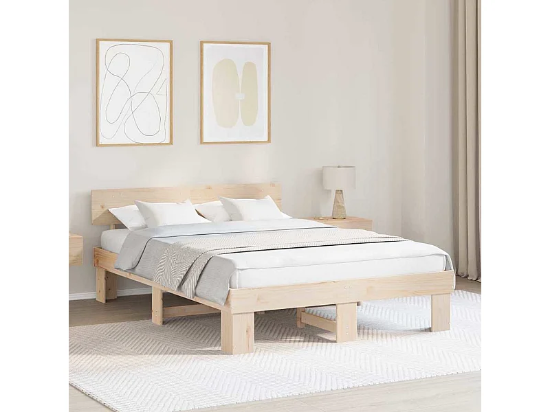 Estrutura da Cama Castanho 140 x 200 cm Madeira de pinho maciça
