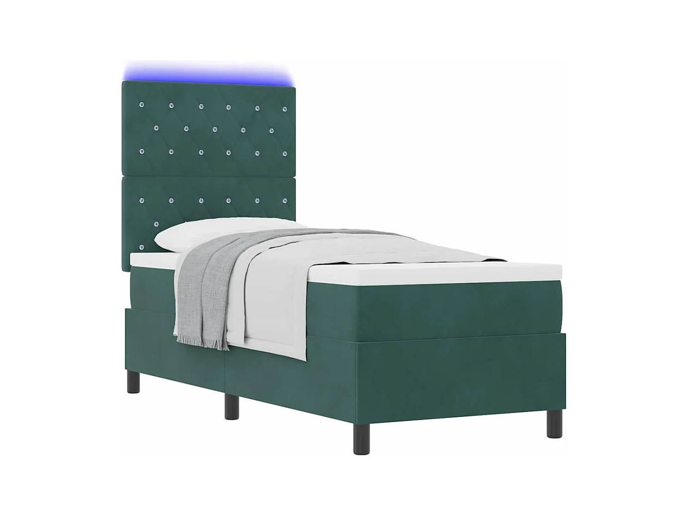 Cadre de lit avec matelas Vert foncé 80 x 200 cm Velours