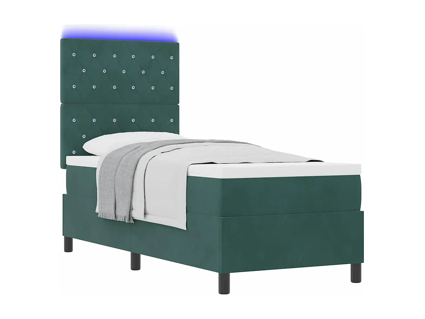 Cama Box com colchão Verde-escuro 80 x 200 cm Veludo