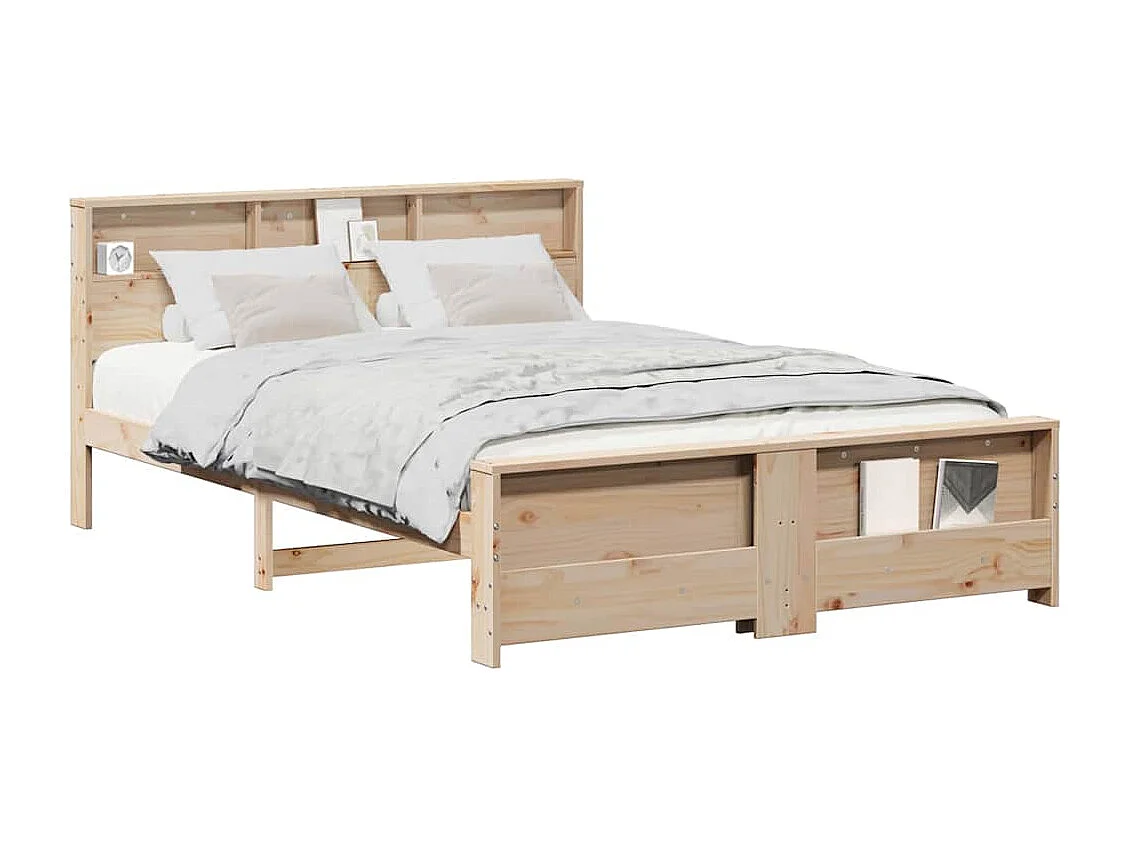 Estructura de cama Marrón 150 x 200 cm Madera maciza de pino