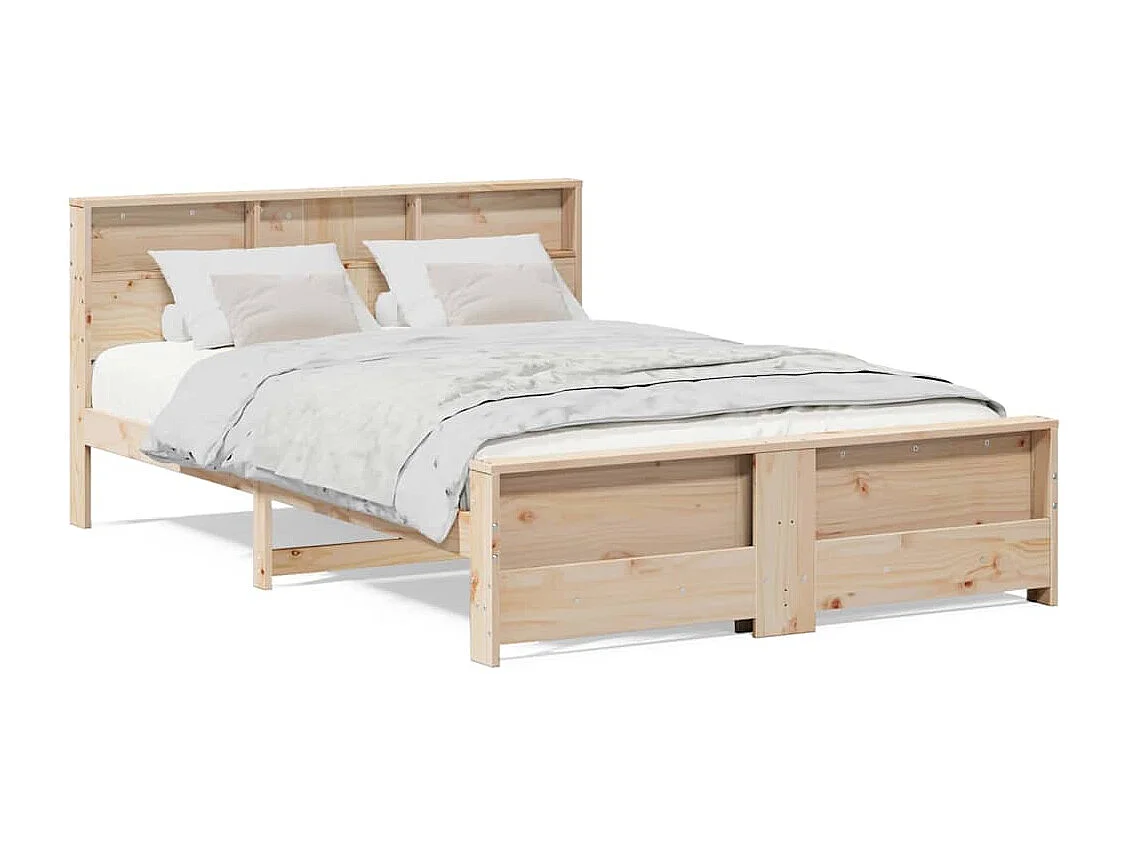 Estructura de cama Marrón 150 x 200 cm Madera maciza de pino