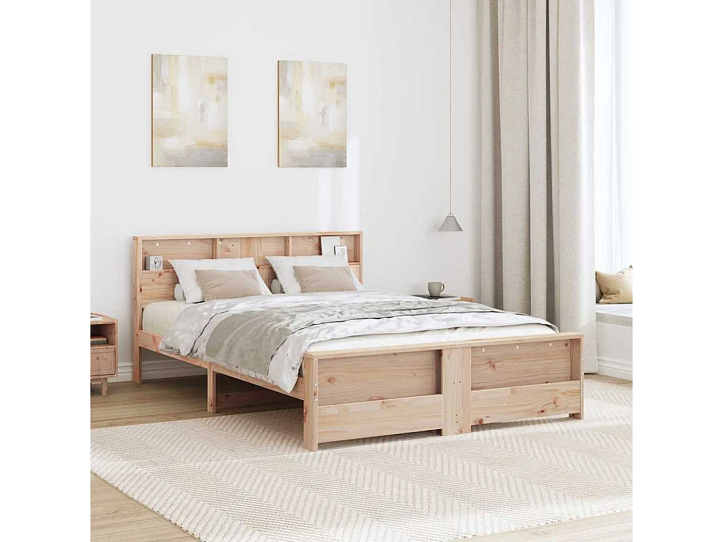 Estructura de cama Marrón 150 x 200 cm Madera maciza de pino