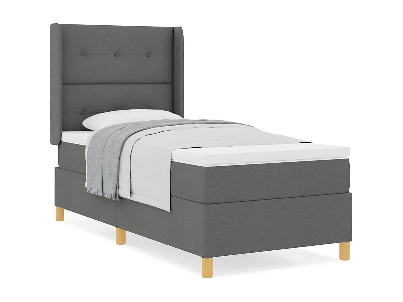 Cama con Somier con colchón Gris oscuro 80 x 200 cm tela