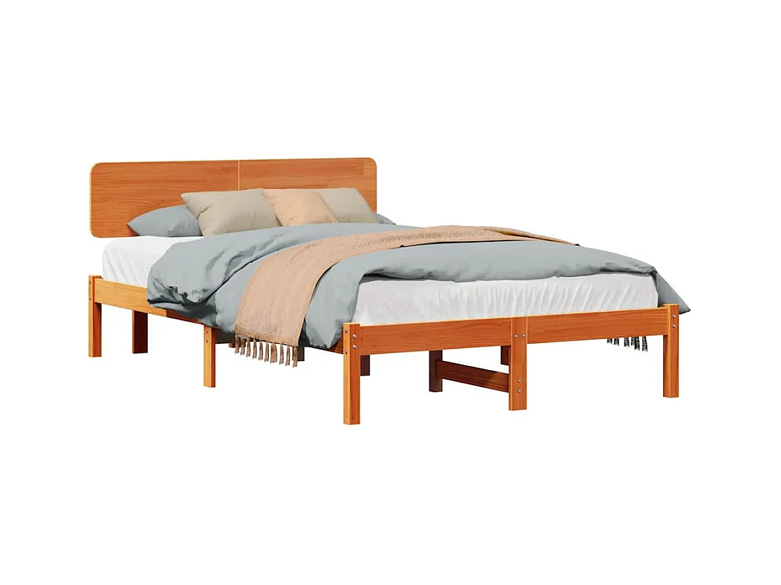 Estructura de cama con cabecera Marrón cera 120 x 200 cm