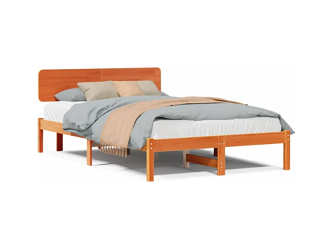 Estructura de cama con cabecera Marrón cera 120 x 200 cm