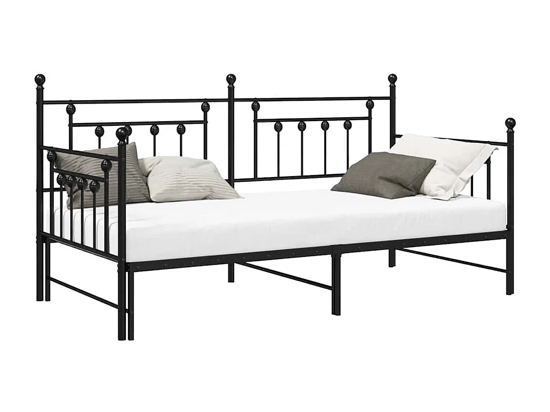 Bedframe voor een daybed Zwart 100 x 200 cm Staal