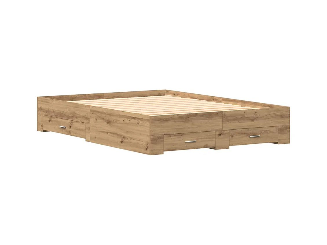 Bedombouw met lades artisanaal eikenkleurig 140 x 200 cm