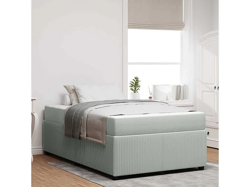 Bedframe met matras met matras Lichtgrijs 120 x 190 cm Fluweel
