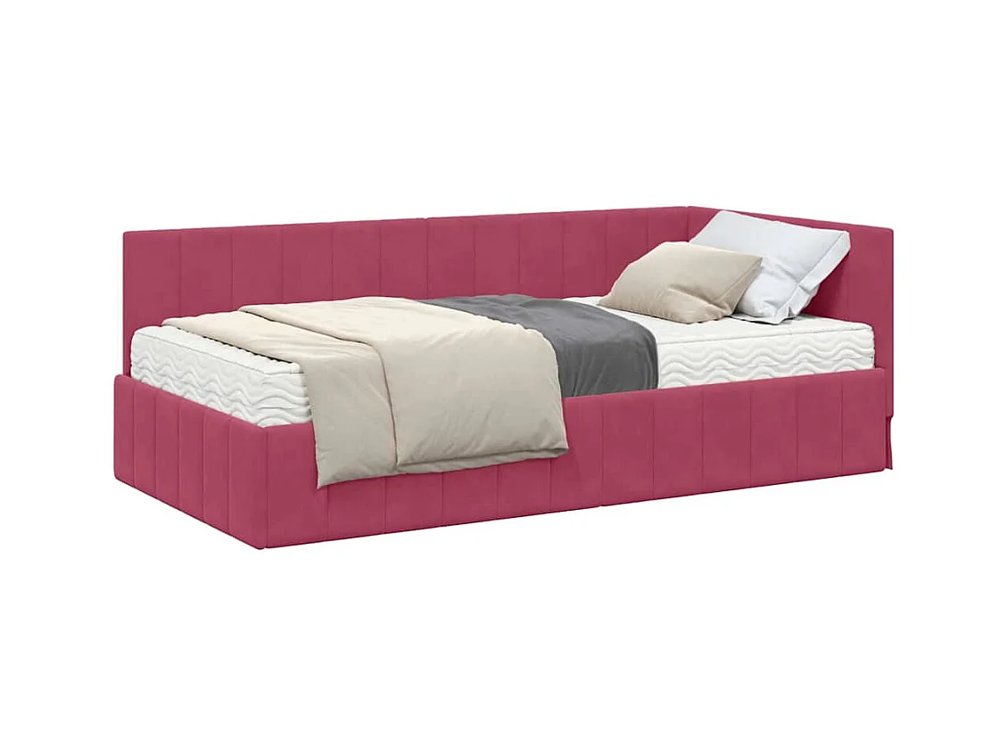 Cadre de lit d'angle Rouge bordeaux 90 x 200 cm Velours