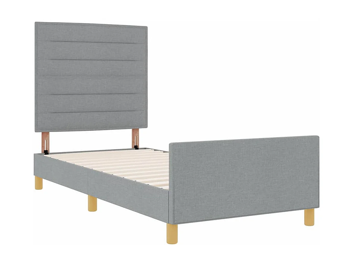 Estructura de cama con cabecera Gris claro 80 x 200 cm tela