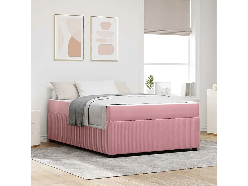 Cadre de lit avec matelas Rose 140 x 200 cm Velours