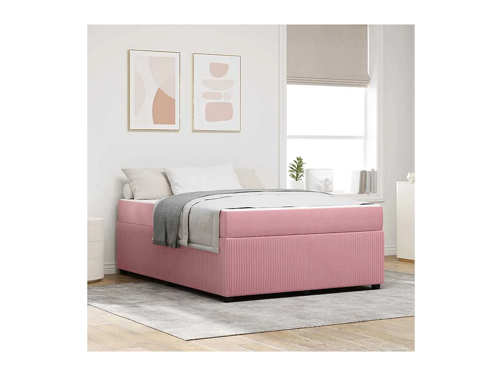 Cadre de lit avec matelas Rose 140 x 200 cm Velours