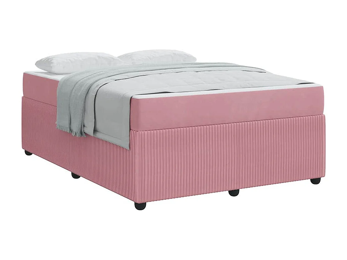 Estructura de cama con colchón Rosa 140 x 200 cm Terciopelo