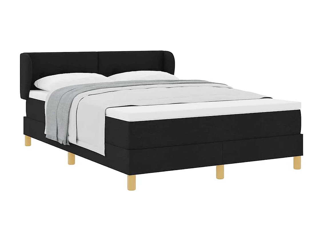 Cadre de lit avec Matelas Crème 90x200 cm Tissu Noir