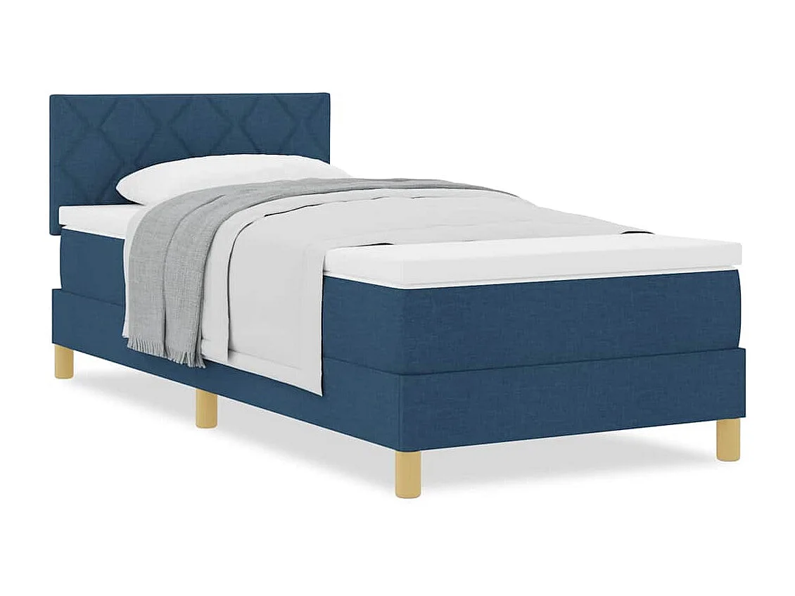 Cama box spring con colchón con colchón Azul 90 x 200 cm tela