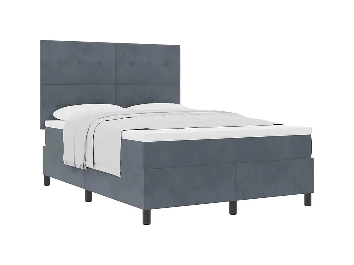 Cadre de lit avec matelas Gris foncé 160 x 200 cm Velours