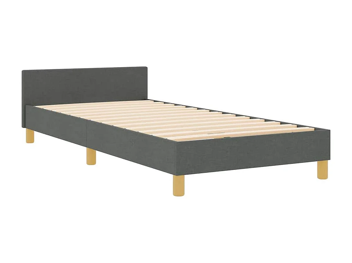 Estructura de cama con cabecera Gris oscuro 90 x 200 cm tela