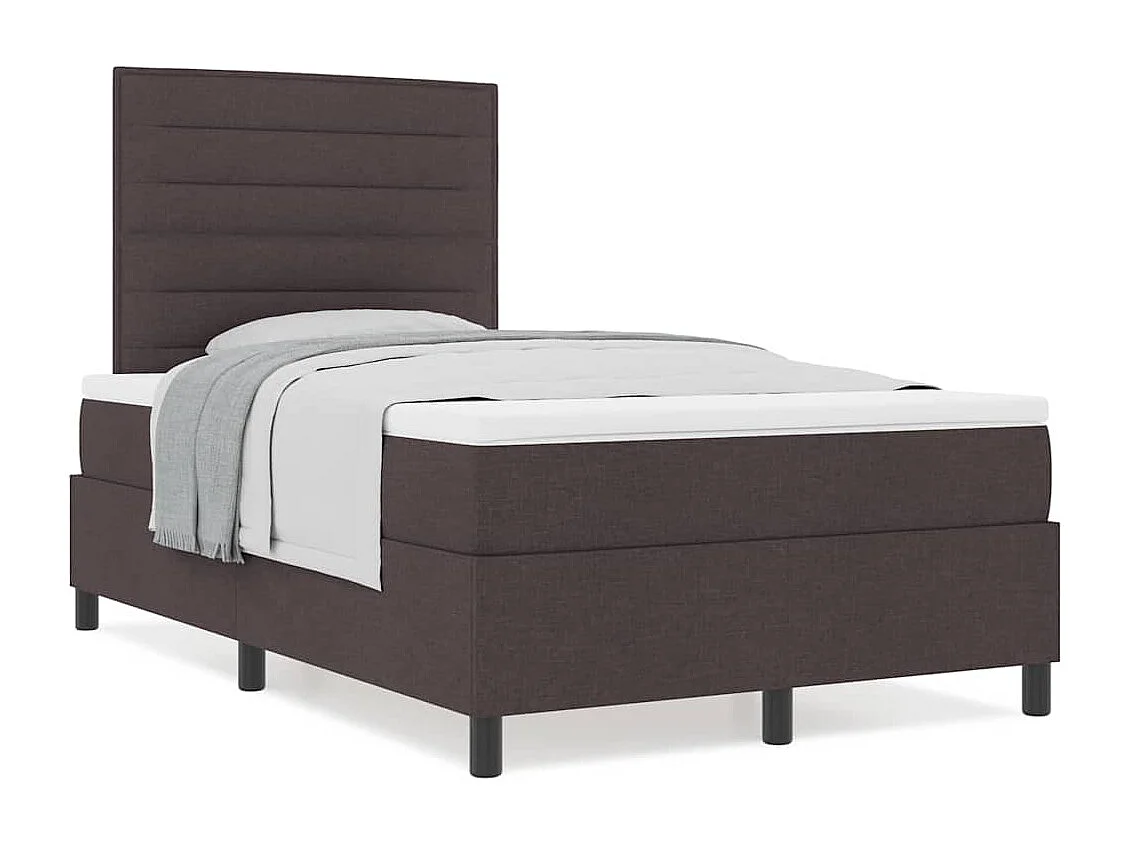 Cadre de lit avec matelas Marron foncé 120 x 200 cm tissu