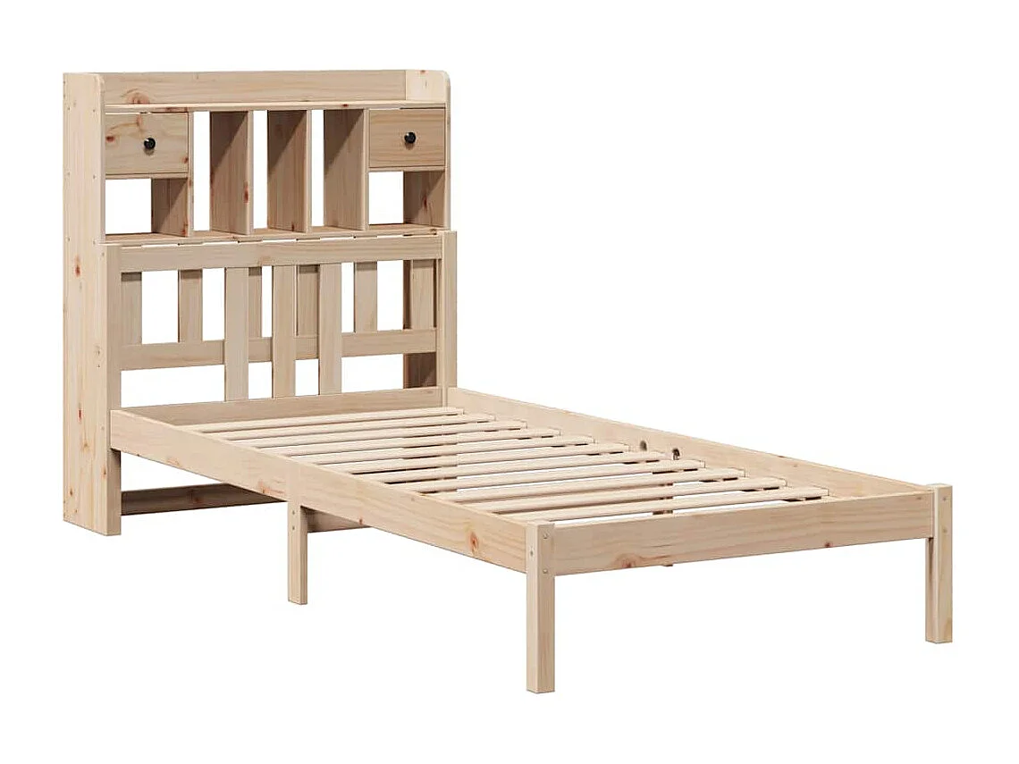 Cama con estantería sin colchón madera maciza de pino 75x190 cm