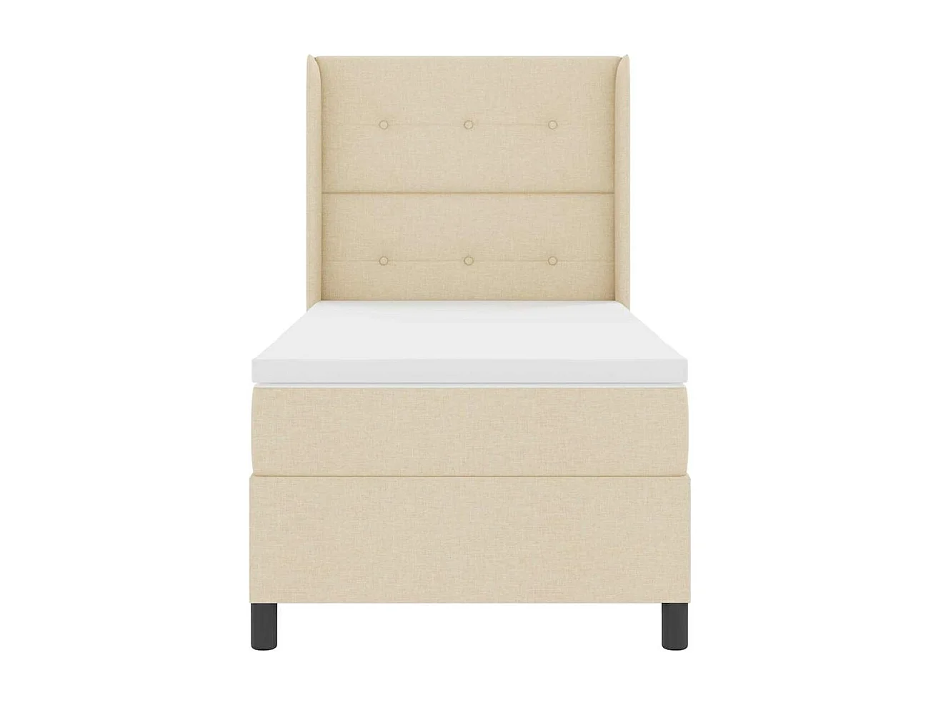 Cama tipo Box Spring con colchón Crema 90 x 190 cm tela