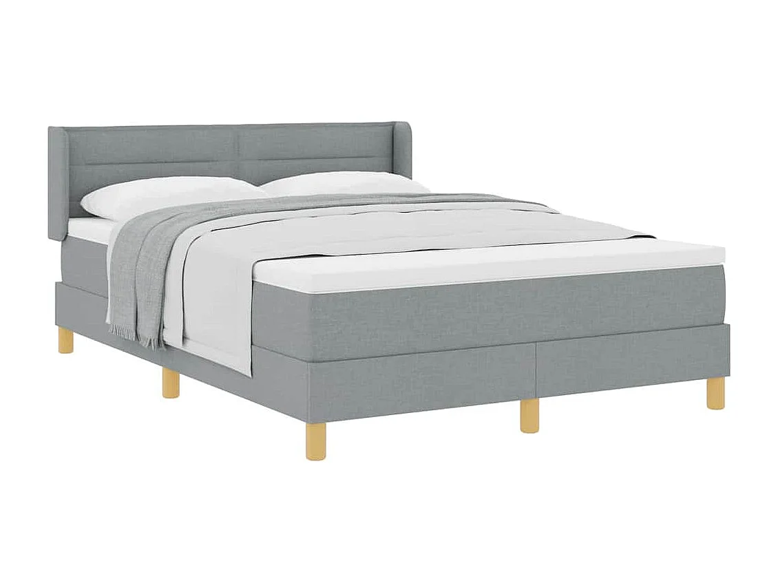 Cadre de lit avec matelas Gris clair 140 x 190 cm tissu