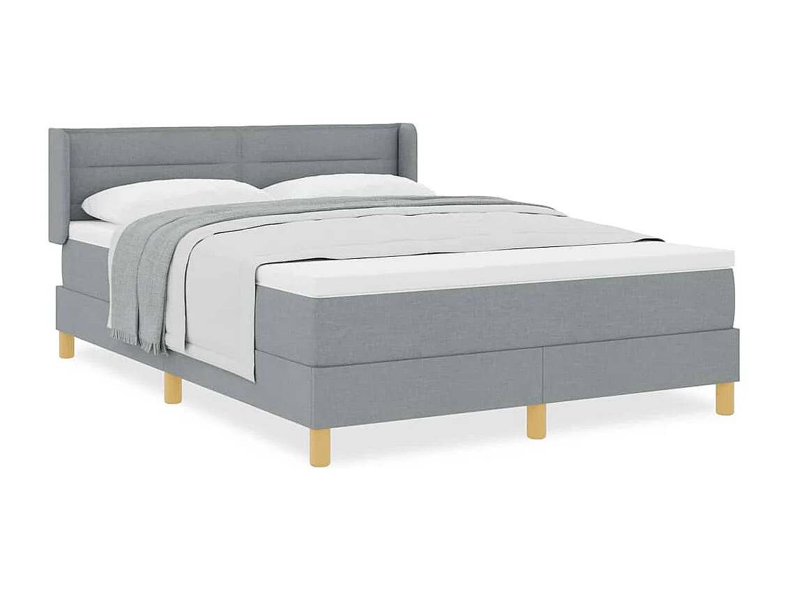 Cadre de lit avec matelas Gris clair 140 x 190 cm tissu