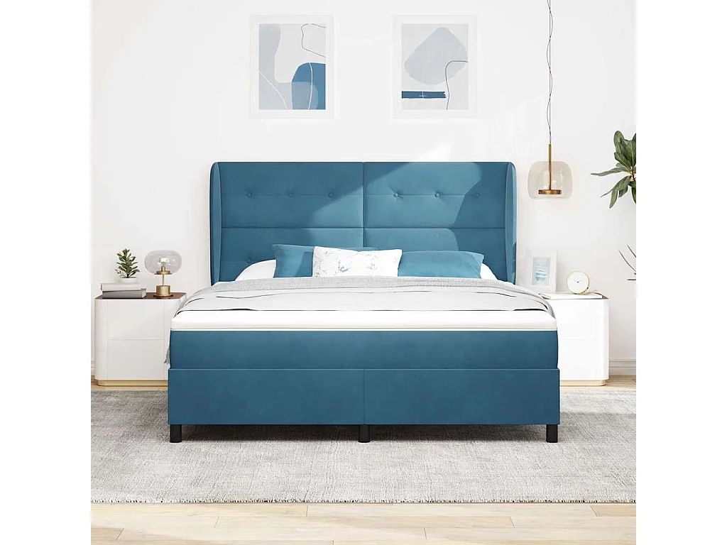 Cama tipo Box Spring Azul oscuro 180 x 200 cm Terciopelo