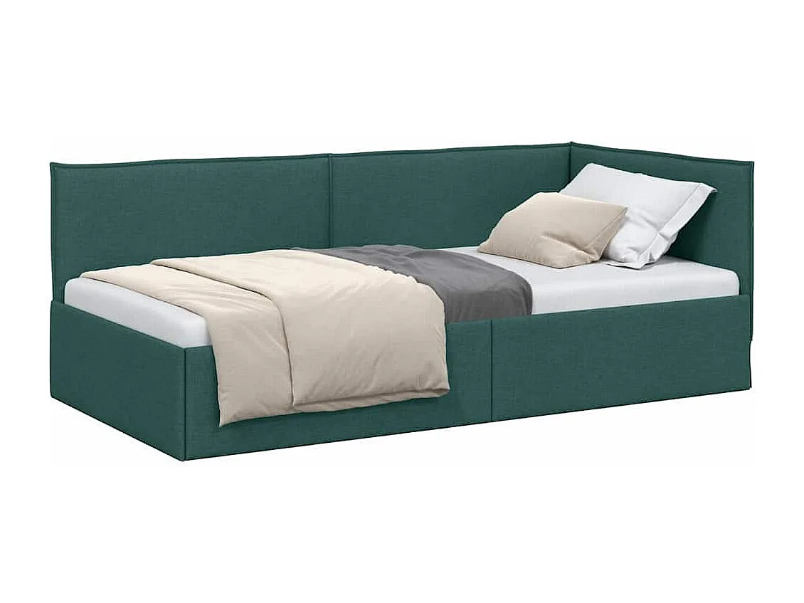 Cadre de lit d'angle Vert foncé 80 x 200 cm tissu