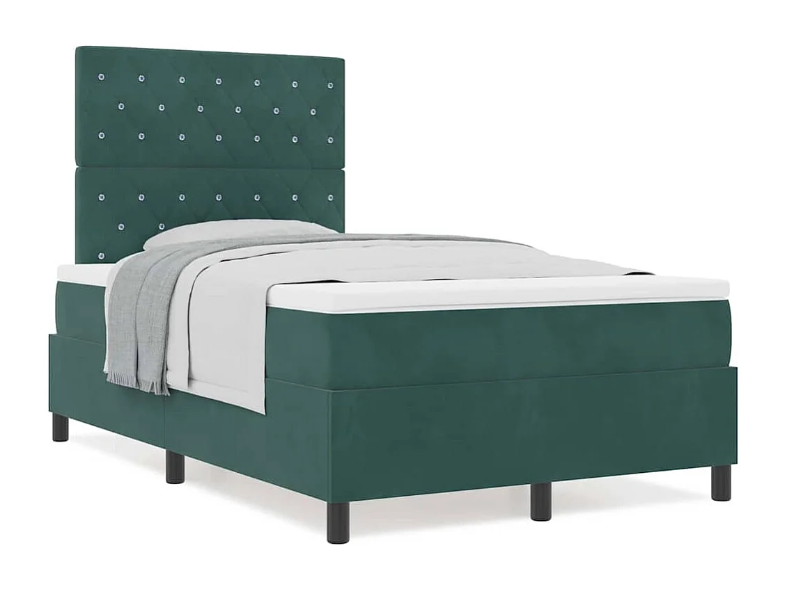 Cama Box com colchão Verde-escuro 120 x 200 cm Veludo
