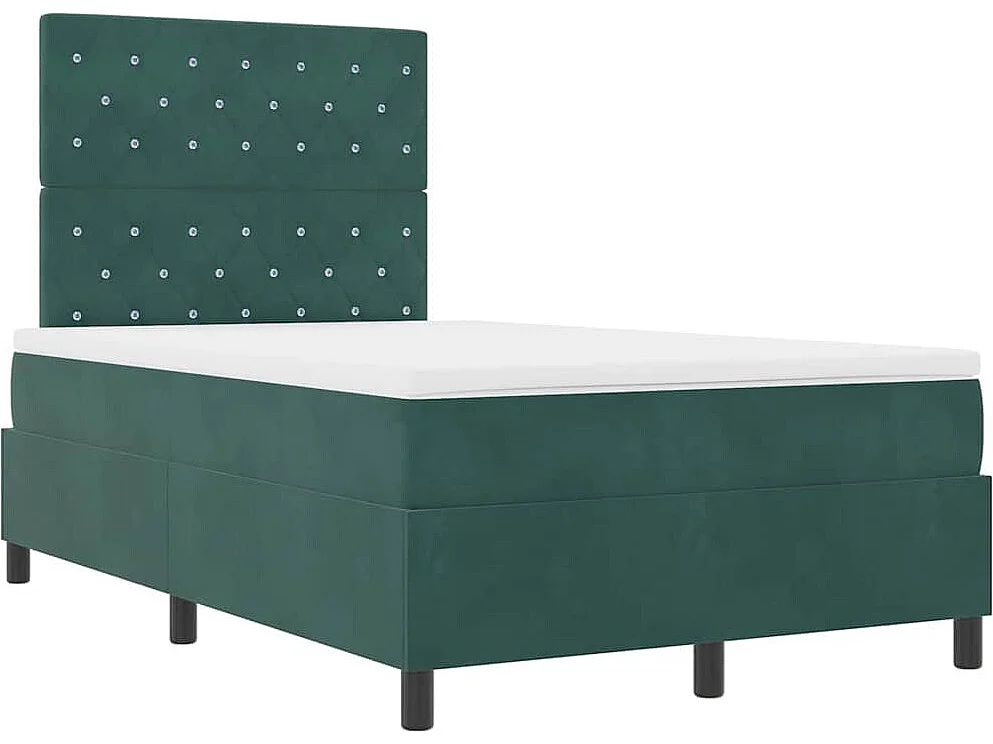 Cama Box com colchão Verde-escuro 120 x 200 cm Veludo