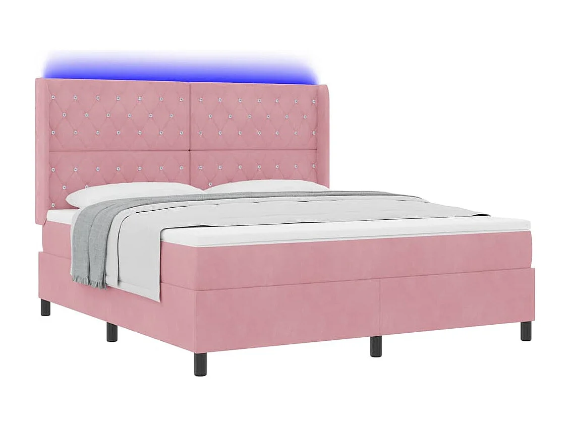 Cadre de lit avec Matelas LED Rose 180 x 200 cm Velours