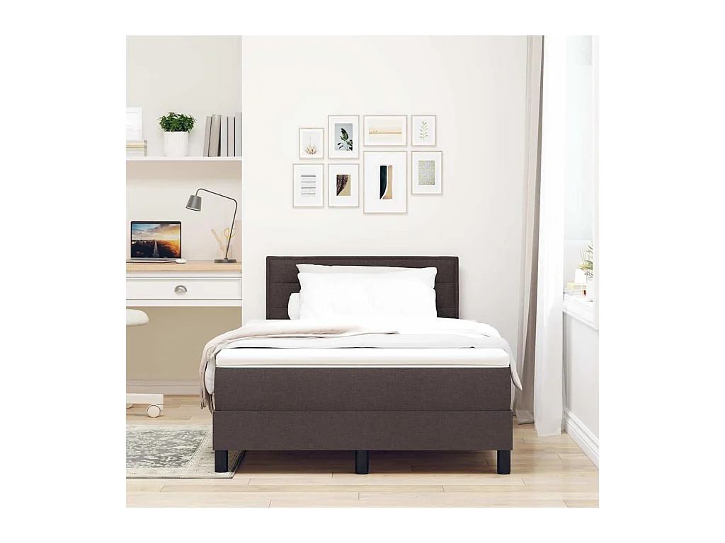 Cadre de lit avec matelas Marron foncé 120 x 200 cm tissu
