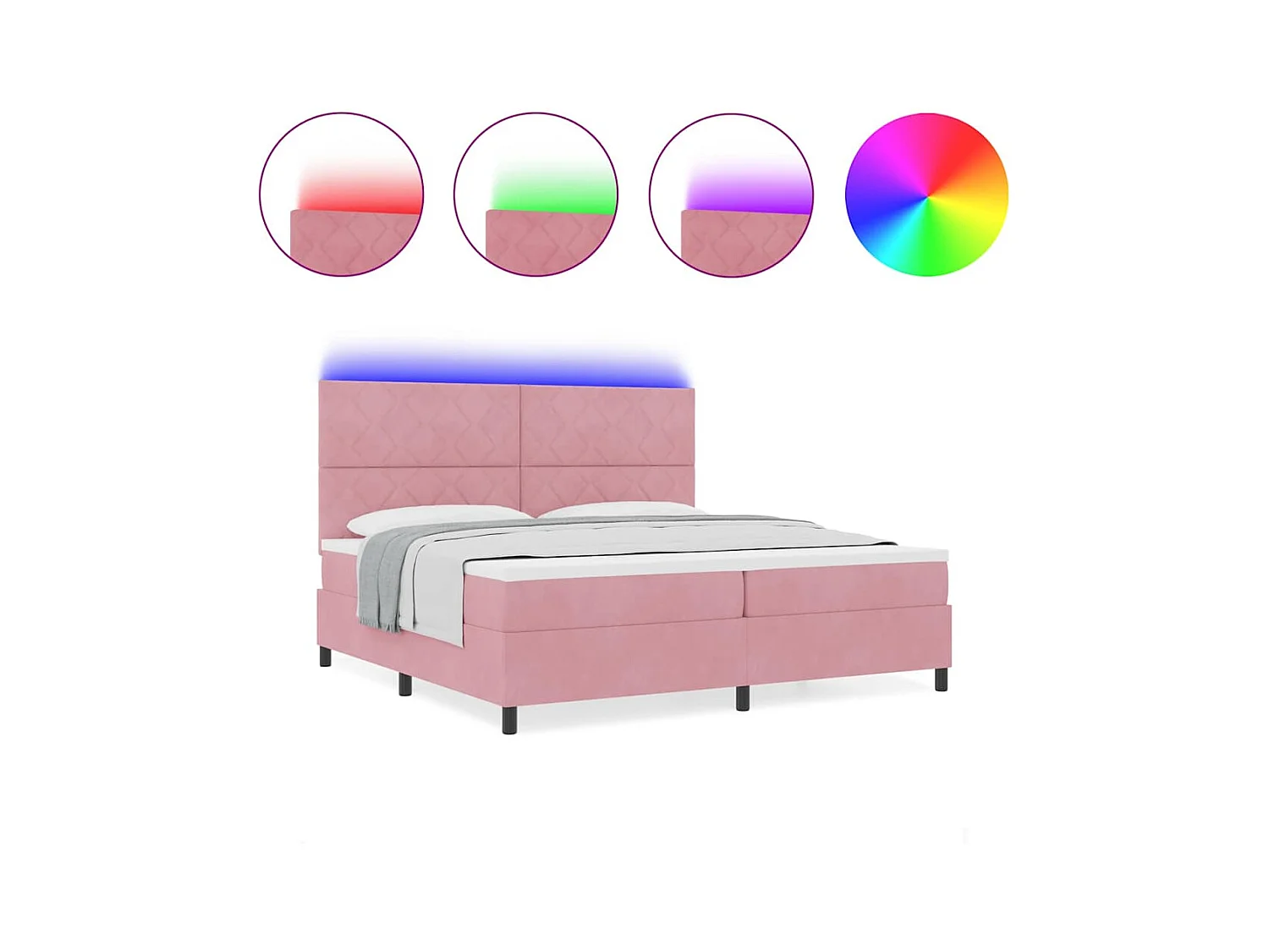 Cadre de lit avec matelas Rose 200 x 200 cm Velours