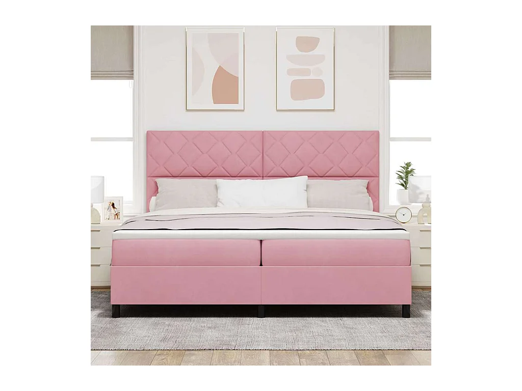 Cadre de lit avec matelas Rose 200 x 200 cm Velours