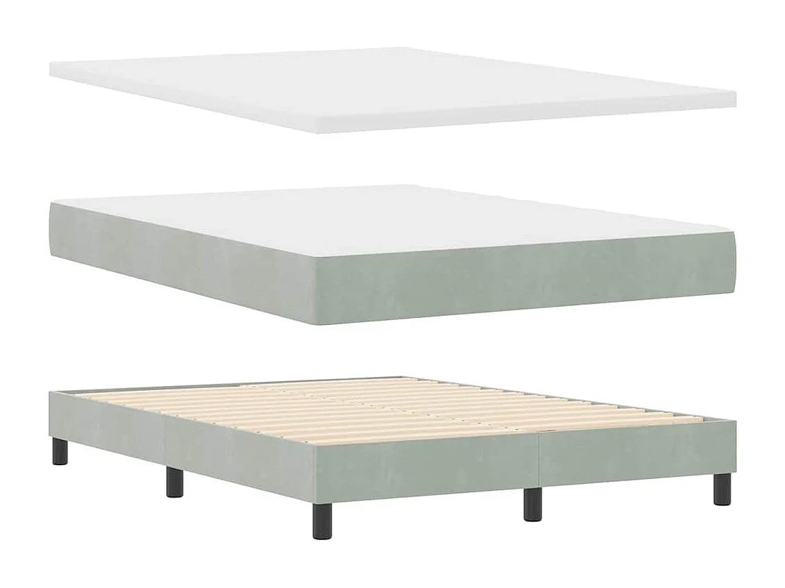 Cadre de lit avec matelas Gris clair 140 x 190 cm tissu