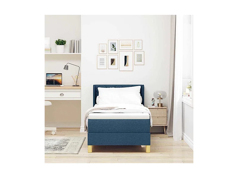 Boxspringbed met matras met hoofdeinde Blauw 80 x 200 cm Stof