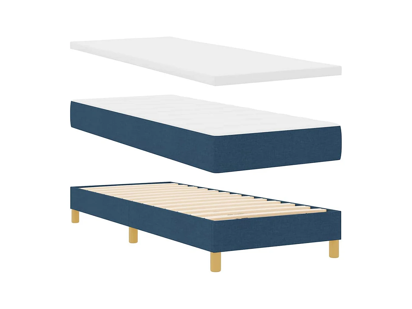 Cadre de lit avec matelas Bleu 80 x 200 cm tissu