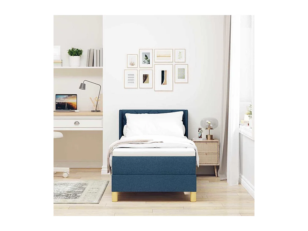 Boxspringbed met matras met hoofdeinde Blauw 80 x 200 cm Stof