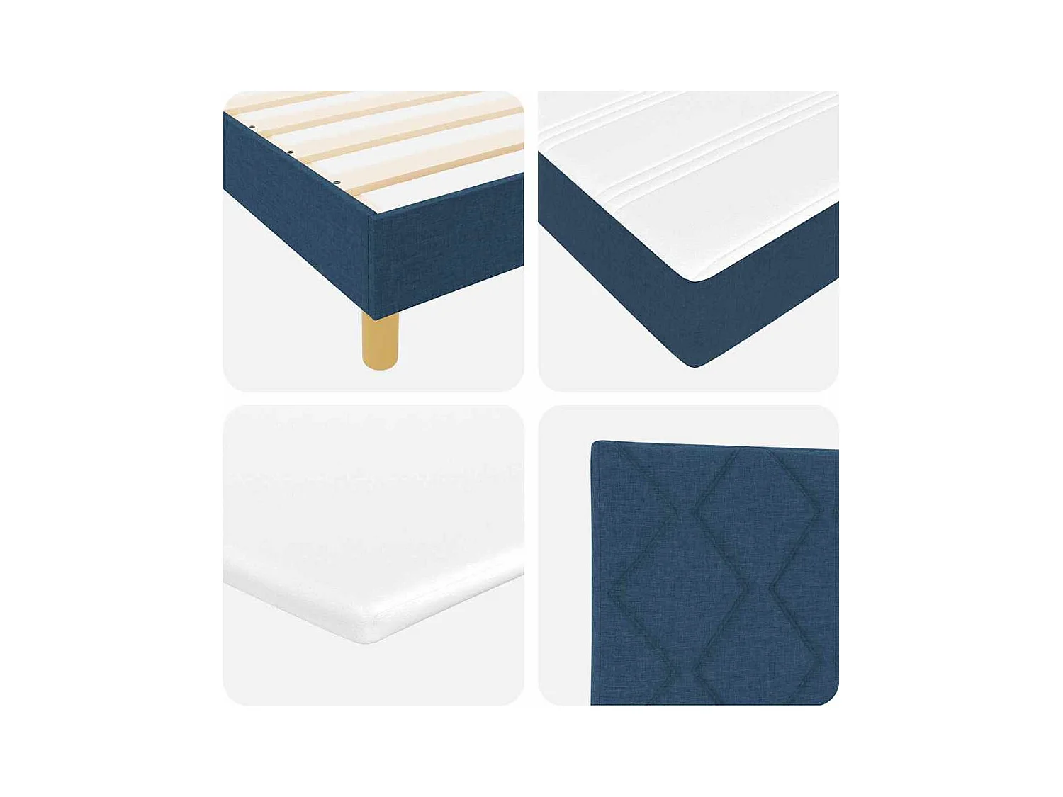 Cadre de lit avec matelas Bleu 80 x 200 cm tissu