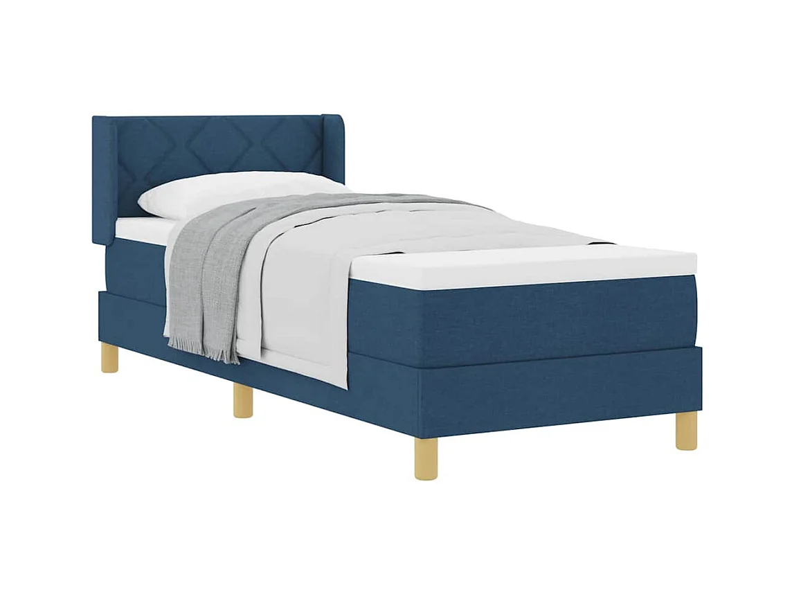 Cadre de lit avec matelas Bleu 80 x 200 cm tissu