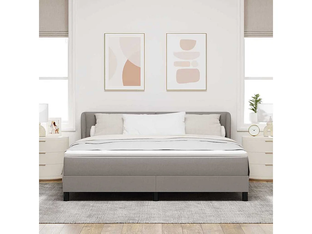 Cama box spring con colchón con colchón Taupé 180 x 200 cm tela