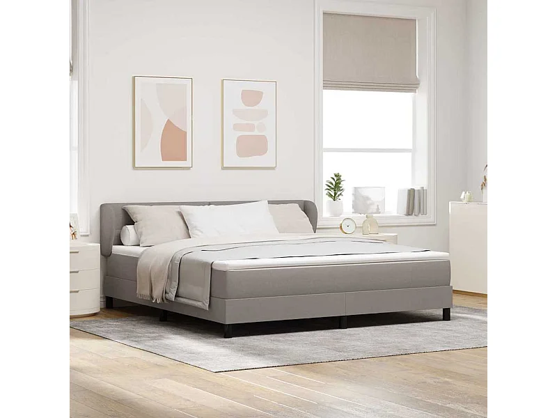 Cama box spring con colchón con colchón Taupé 180 x 200 cm tela