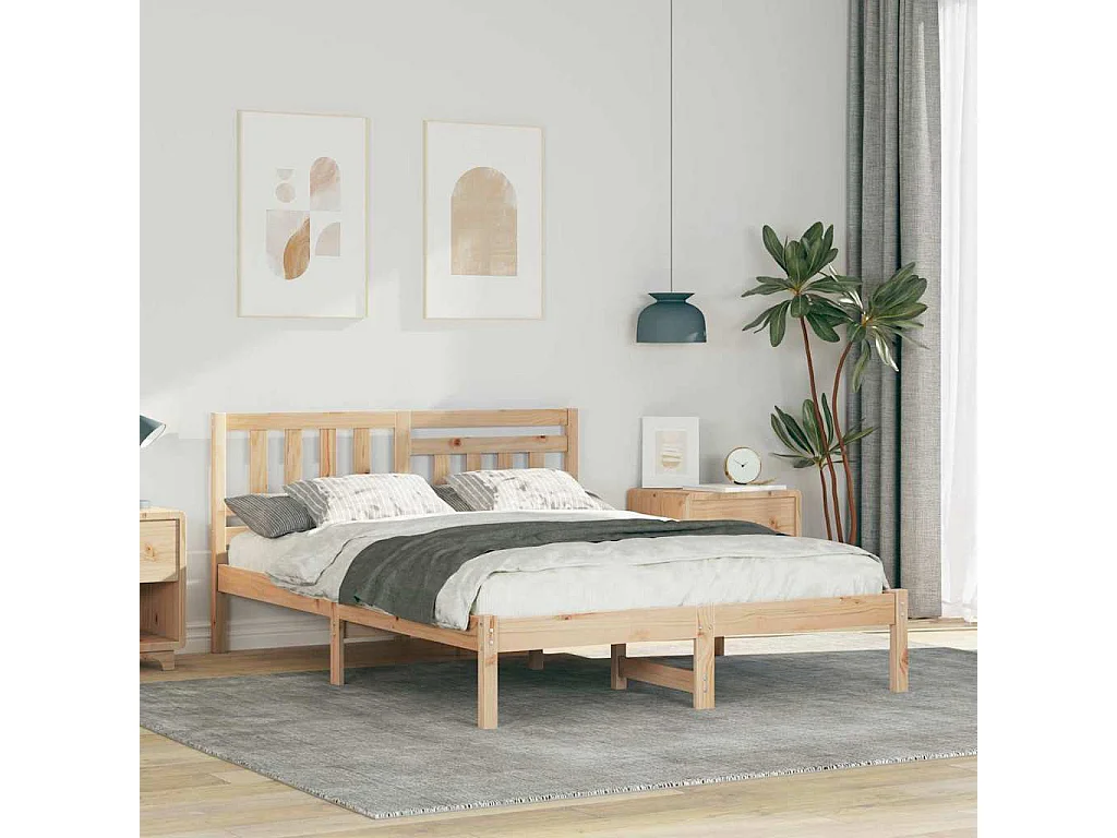 Estructura de cama Marrón 120 x 190 cm Madera maciza de pino