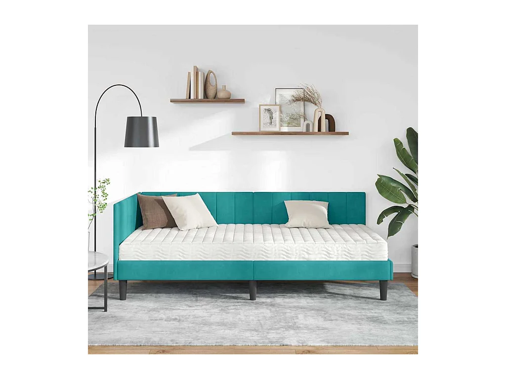 Estructura de cama en esquina Tuquesa 90 x 200 cm Terciopelo